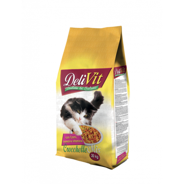 Сухий корм DeliVit Adult Cat Mix для кішок, з м'ясом і злаками 20 кг
