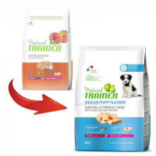 Trainer (Трейнер) Natural Puppy & Junior Medium Сухий корм для цуценят середніх порід з куркою й індичкою 650 г
