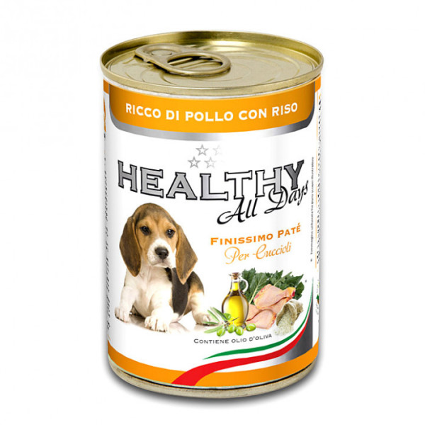 Вологий корм Healthy (Гелсі) alldays dog для цуценят, з куркою та рисом (паштет зі шматочками) 400 г