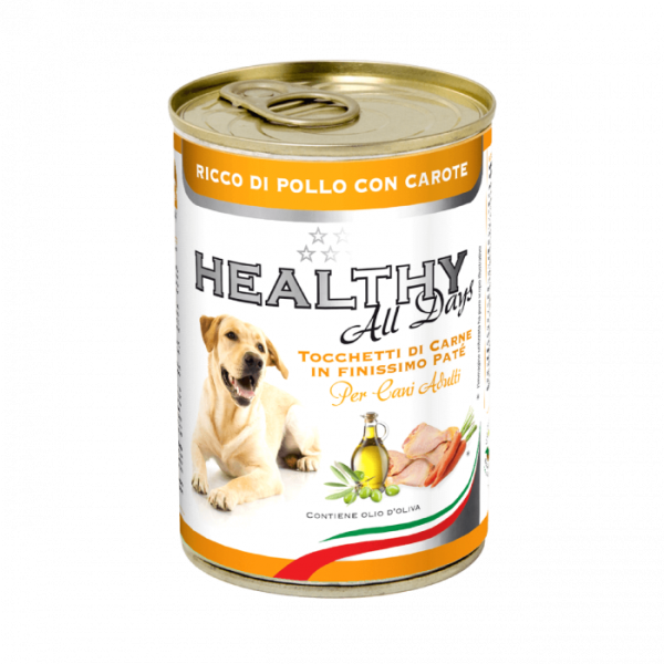 Вологий корм Healthy (Гелсі) alldays dog для собак, з куркою й морквою (паштет зі шматочками) 400 г