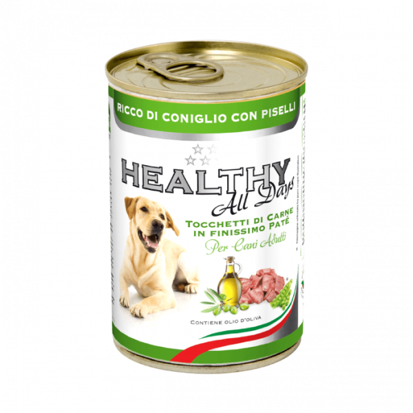 Вологий корм Healthy (Гелсі) alldays dog для собак, з кроликом і горохом (паштет зі шматочками) 400 г