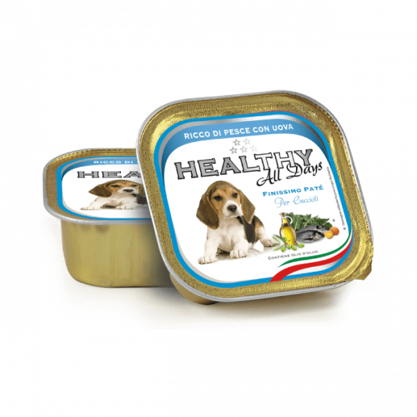 Вологий корм Healthy (Гелсі) alldays dog для цуценят, з рибою і яйцем (паштет зі шматочками) 150 г