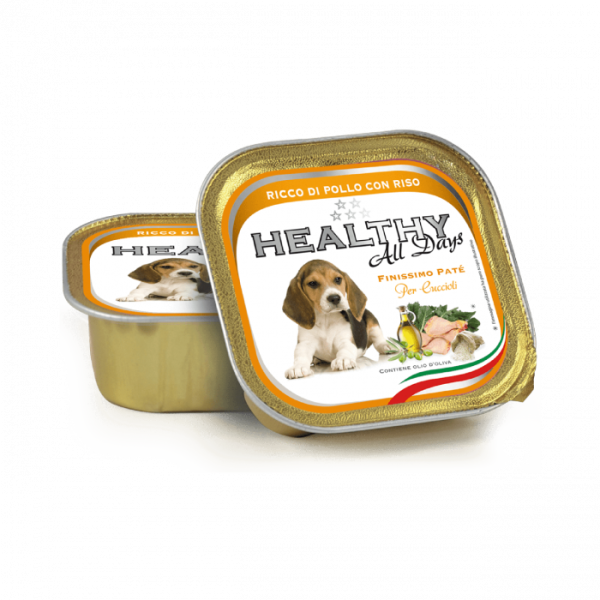 Вологий корм Healthy (Хелсі) alldays dog для цуценят, з куркою та рисом (паштет зі шматочками) 150 г