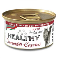 Влажный корм Healthy (Хэлси) Irresistibili Capricci для привередливых кошек, с говядиной (паштет) 85 гр