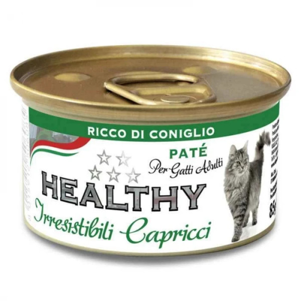 Вологий корм Healthy (Хелсі) Irresistibili Capricci для вибагливих кішок, з кроликом (паштет) 85 г