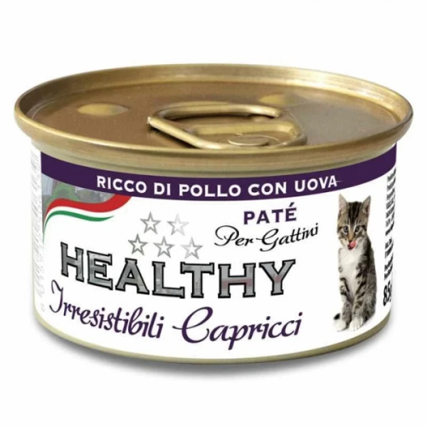 Вологий корм Healthy (Хелсі) Irresistibili Capri для вибагливих кошенят, з куркою (паштет) 85г
