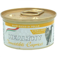 Влажный корм Healthy(Хэлси)Irresistibili Capri для привередливых стерилизованных кошек, с курицей (паштет) 85гр