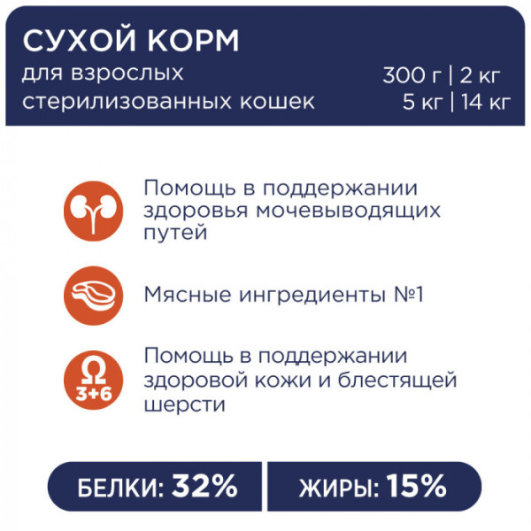 Сухий корм Клуб 4 лапи Premium для стерилізованих кішок 2 кг