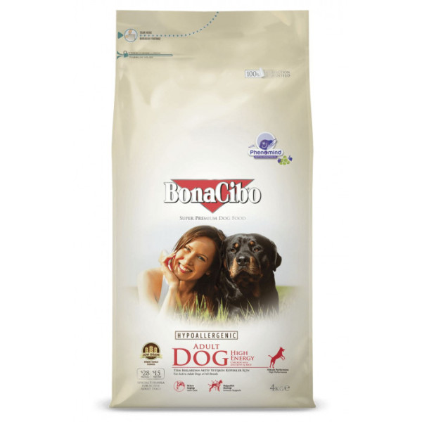 Сухий корм BonaCibo Adult Dog High Energy Chicken&Rice with Anchovy з м'ясом курки, анчоусами та рисом для дорослих активних собак усіх порід 4 кг