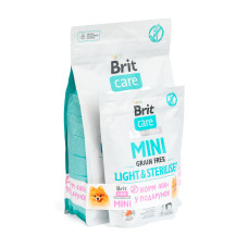 НАБОР 2 кг+400г Корм ​​сухой Brit Care Grain Free Mini Light and Sterilised с кроликом и лососем