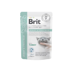 Вологий корм для котів Brit GF VetDiet Urinary and Stress Relief pouch 85 г*12шт - індичка