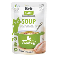 Вологий корм для котів Brit Care Soup pouch 15шт*75 г - індичка