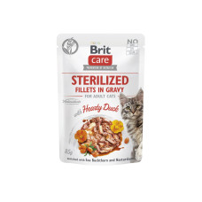 Вологий корм для стерилізованих котів Brit Care Fillets in Gravy pouch 85 г*12 шт - філе качки в соусі
