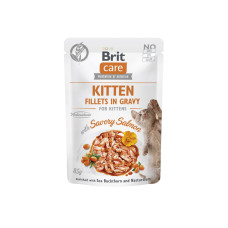 Вологий корм для кошенят Brit Care Cat Fillets in Gravy pouch 85 г*12 шт - філе лосося в соусі
