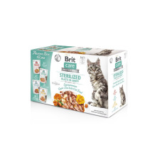 Корм вологий Brit Care Fillets in Gravy Flavour box Sterilized д/стерилізованих котів філе в соусі набір смаків 12шт*85 г