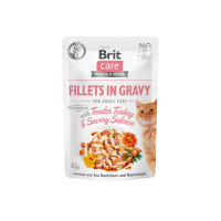 Влажный корм для котов Brit Care Fillets in Gravy Pouch филе лосося и индейки в соусе 85 г*24 шт
