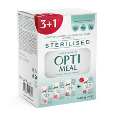 Набір №6 3+1 вологий корм для котів Optimeal Multi Taste Sterilised 340 г - асорті