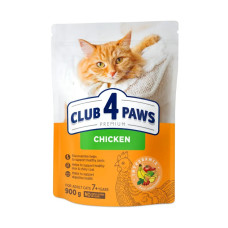 Сухий корм Клуб 4 Лапи Adult Cats 7+ with Chicken з куркою для дорослих котів від 7 років 900 г