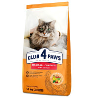 Сухий корм Клуб 4 лапи Premium Hairball Control (виведення шерсті) для дорослих кішок 14 кг