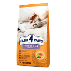 Сухой корм для взрослых кошек Club 4 Paws Premium Indoor 4 в 1, 14 кг (курица)