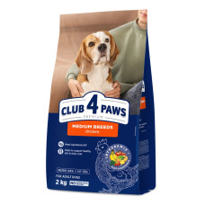 Сухой корм для собак средних пород Club 4 Paws Premium 2 кг (курица)