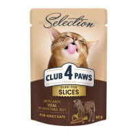 Вологий корм Клуб 4 лапи Premium Selection Slices Шматочки з телятиною в овочевому желе 80 г х 12 шт