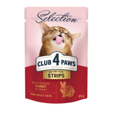 Вологий корм для кішок Клуб 4 лапи Premium Selection Strips Смужка з кроликом у соусі 85 г х 12 шт