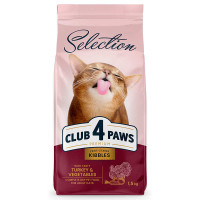 Сухий корм для дорослих котів Club 4 Paws Selection With Turkey And Vegetables з індичкою та овочами 1.5 кг