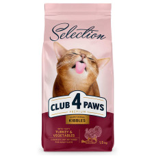 Сухий корм для дорослих котів Club 4 Paws Selection With Turkey And Vegetables з індичкою та овочами 1.5 кг