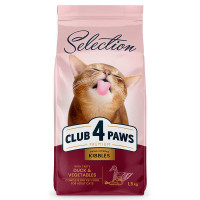 Сухий корм для дорослих котів Club 4 Paws Selection з качкою та овочами 1.5 кг
