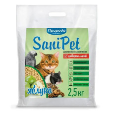 Наповнювач туалету для котів з яблуком Природа Sani Pet Універсальний 2.5 кг (деревинний)