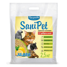 Наповнювач туалету для котів з лимоном Природа Sani Pet Універсальний 2.5 кг (деревинний)