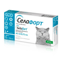 Краплі на холку для котів KRKA «Селафорт» спот-он, 45мг/0,75мл, до 2,6-7,5 кг