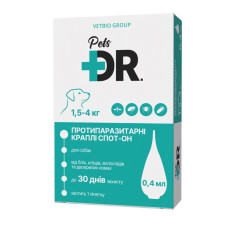 Протипаразитарні краплі DR.Pets Спот-Он для собак до 4 кг, 0,4 мл