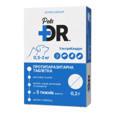 Протипаразитарна таблетка DR. Pets УльтраКвадро для собак та котів від 0.5 до 2 кг