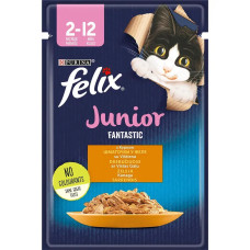 Вологий корм Felix Fantastic для кошенят, з куркою в желе 85 г*26 шт