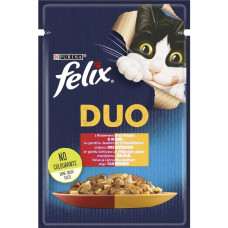 Вологий корм Felix Fantastic Duo для кішок, з яловичиною та птицею, у желе 85 г*26 шт.