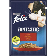 Вологий корм Felix Fantastic для кішок, з яловичиною в желе 85 г*26 шт