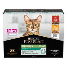 Влажный корм для взрослых стерилизованных кошек Purina Pro Plan Sterilised кусочки в соусе (10 шт. х 85 г)