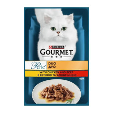 Вологий корм Gourmet (Гурме Дуо) Perle Duo для кішок із куркою і яловичиною 85 г*26 шт