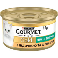 Gourmet Gold (Гурмэ Голд) консервы для кошек "Нежные биточки" с индейкой и шпинатом 85г*12шт