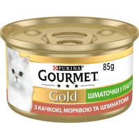 Gourmet Gold (Гурмэ Голд) консервы для кошек с уткой, морковью и шпинатом, кусочки в паштете 85г*24шт
