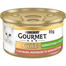 Gourmet Gold (Гурме Голд) консерви для кішок з качкою, морквою і шпинатом, шматочки в паштеті 85 г*24 шт.