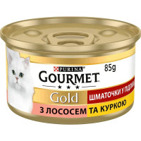 Gourmet Gold (Гурмэ Голд) консервы для кошек с лососем и цыпленком, кусочки в соусе 85г*24шт