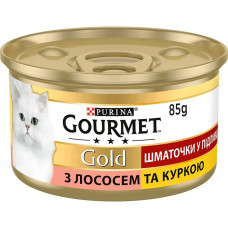 Gourmet Gold (Гурме Голд) консерви для кішок із лососем і курчам, шматочки в соусі 85 г*24 шт.