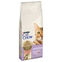 Сухий корм Purina Cat Chow Sensitive для дорослих кішок із чутливою шкірою та травленням з лососем 15 кг