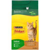 Сухой корм Friskies Indoor для домашних кошек, с курицей и садовой травой 1,5 кг