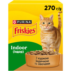 Сухий корм Friskies Indoor для домашніх кішок, з куркою та садовою травою 270 г