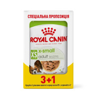 Акция! 3+1! Royal Canin X-Small Adult - Влажный корм с домашней птицей для взрослых собак (кусочки в соусе) 85 г