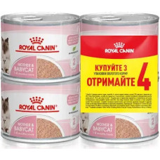 Акція! 3+1! Вологий корм для новонароджених кошенят ROYAL CANIN MOTHER & BABYCAT Cans 195 г